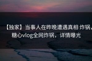 【独家】当事人在昨晚遭遇真相 炸锅，糖心vlog全网炸锅，详情曝光