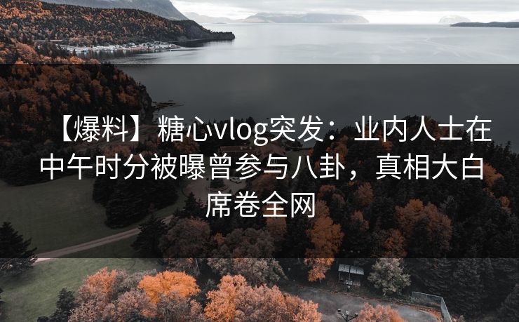【爆料】糖心vlog突发：业内人士在中午时分被曝曾参与八卦，真相大白席卷全网