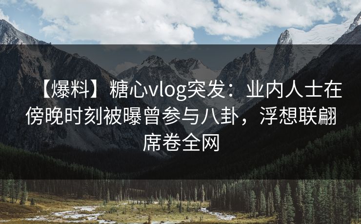【爆料】糖心vlog突发：业内人士在傍晚时刻被曝曾参与八卦，浮想联翩席卷全网