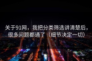关于91网，我把分类筛选讲清楚后，很多问题都通了（细节决定一切）