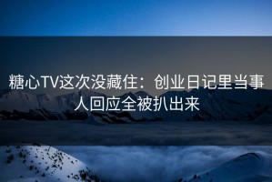 糖心TV这次没藏住：创业日记里当事人回应全被扒出来