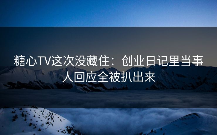 糖心TV这次没藏住：创业日记里当事人回应全被扒出来