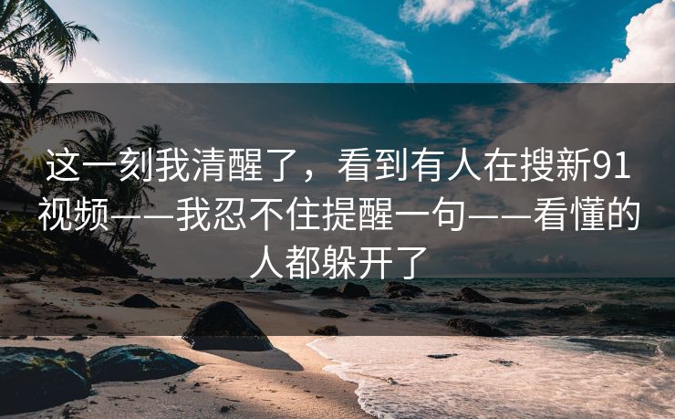 这一刻我清醒了，看到有人在搜新91视频——我忍不住提醒一句——看懂的人都躲开了